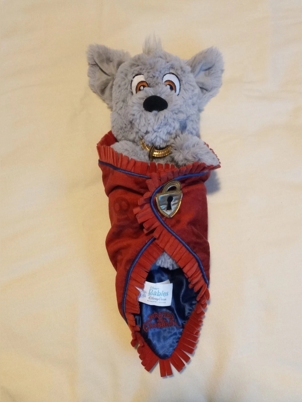 Disney Parks Babies Pirates Of The Caribbean Dog Plush Blanket & Jail Key NWOT